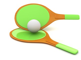 Image showing Rackets for playing table tennis. 3D rendering