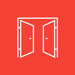 Image showing Open doors line icon.