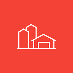 Image showing Farm buildings line icon.