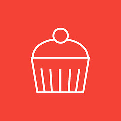 Image showing Cupcake with cherry line icon.