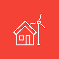Image showing House with windmill line icon.