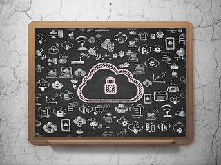 Image showing Cloud technology concept: Cloud With Padlock on School board background