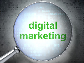 Image showing Advertising concept: Digital Marketing with optical glass