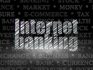 Image showing Currency concept: Internet Banking in grunge dark room