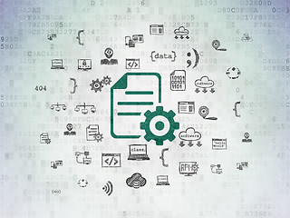 Image showing Database concept: Gear on Digital Data Paper background