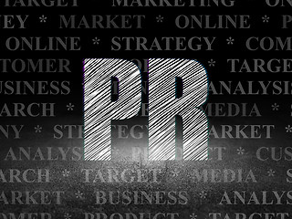 Image showing Advertising concept: PR in grunge dark room