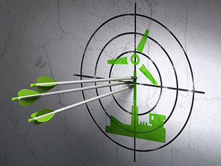 Image showing Industry concept: arrows in Windmill target on wall background