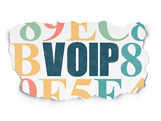 Image showing Web development concept: VOIP on Torn Paper background