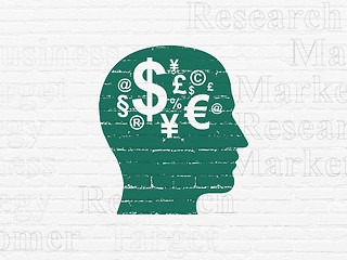 Image showing Marketing concept: Head With Finance Symbol on wall background