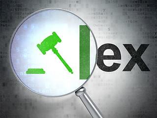 Image showing Law concept: Gavel and Lex with optical glass