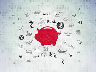 Image showing Currency concept: Money Box on Digital Data Paper background