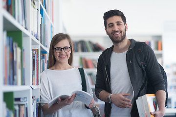 Image showing students couple  in school  library