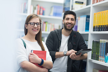 Image showing students group  in school  library