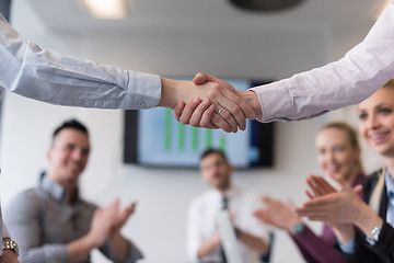 Image showing business womans handshake