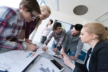 Image showing top  view of business people group brainstorming on meeting