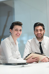 Image showing portrait of young  business couple at office