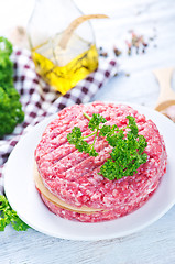 Image showing raw burgers