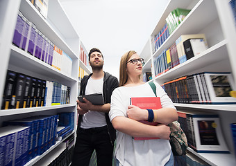 Image showing students group  in school  library