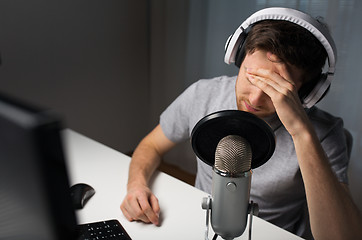 Image showing close up of man losing computer video game