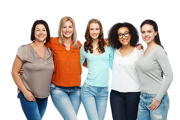 Image showing group of happy different women in casual clothes