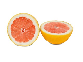 Image showing Grapefruit halves on white