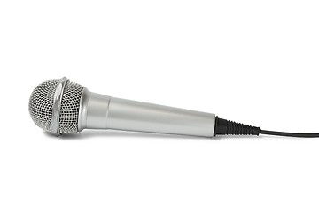 Image showing Silver microphone on white