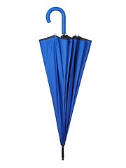 Image showing Folded blue umbrella on white