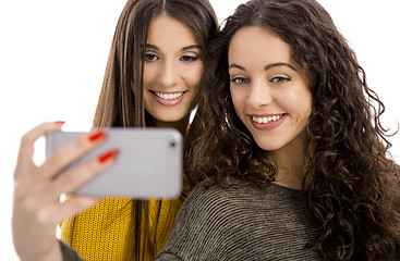 Image showing Girls taking selfie