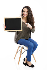 Image showing Showing something on a chalkboard