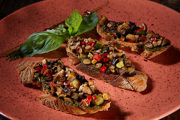 Image showing Italian bruschetta with grilled vegetables 