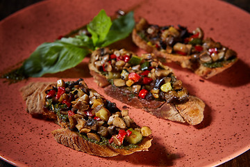 Image showing Italian bruschetta with grilled vegetables 