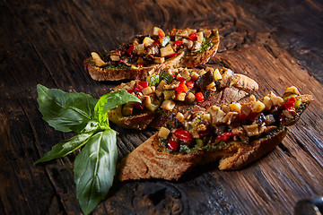 Image showing Italian bruschetta with grilled vegetables 