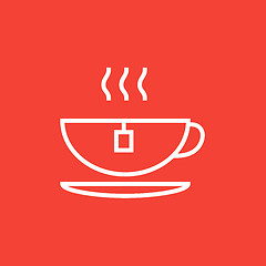 Image showing Hot tea in cup line icon.
