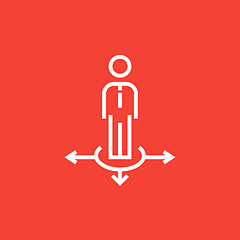 Image showing Businessman in three ways line icon.