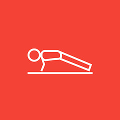 Image showing Man making push ups line icon.