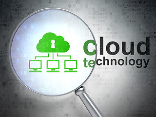 Image showing Cloud technology concept: Cloud Network and Cloud Technology with optical glass