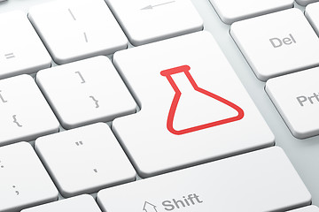 Image showing Science concept: Flask on computer keyboard background