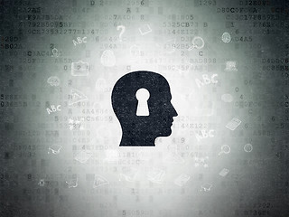 Image showing Learning concept: Head With Keyhole on Digital Data Paper background