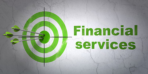 Image showing Currency concept: target and Financial Services on wall background