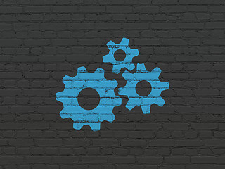 Image showing Information concept: Gears on wall background