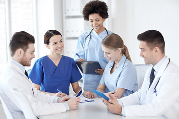 Image showing group of happy doctors meeting at hospital office