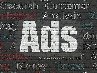 Image showing Marketing concept: Ads on wall background