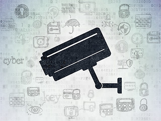 Image showing Security concept: Cctv Camera on Digital Data Paper background