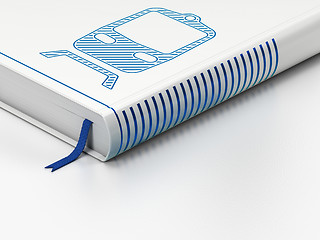 Image showing Travel concept: closed book, Train on white background