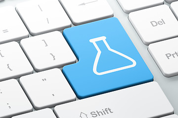 Image showing Science concept: Flask on computer keyboard background