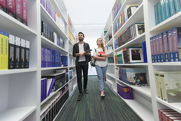 Image showing students group  in school  library