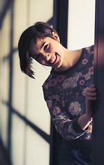 Image showing portrait of business woman in casual clothes at startup office