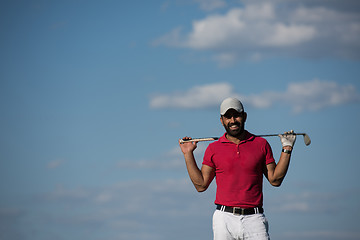 Image showing handsome middle eastern golf player portrait at course