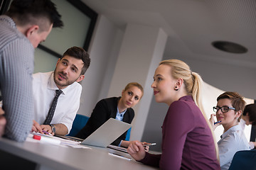 Image showing business people group on meeting at modern startup office