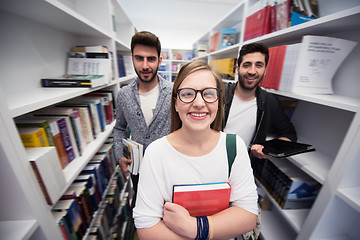 Image showing students group  in school  library